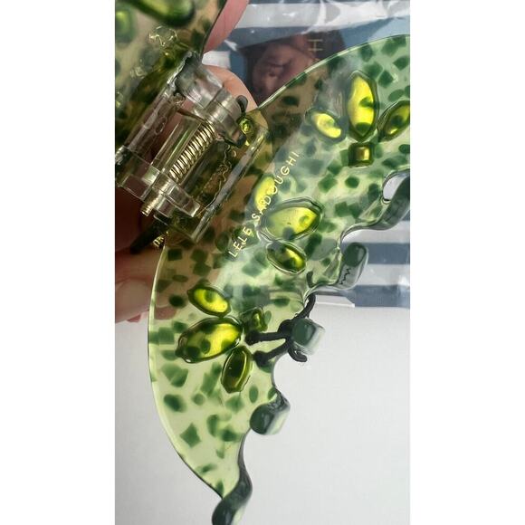Lele Sadoughi 14k Gold Crystal Acetate Claw Clip Green NWT - Picture 9 of 11